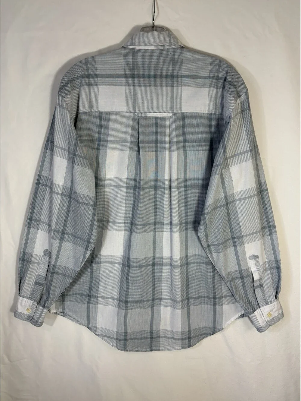 Vintage Levis Silver Label Mens L Plaid Button Up Shirt Blue Gray Cotton 90s